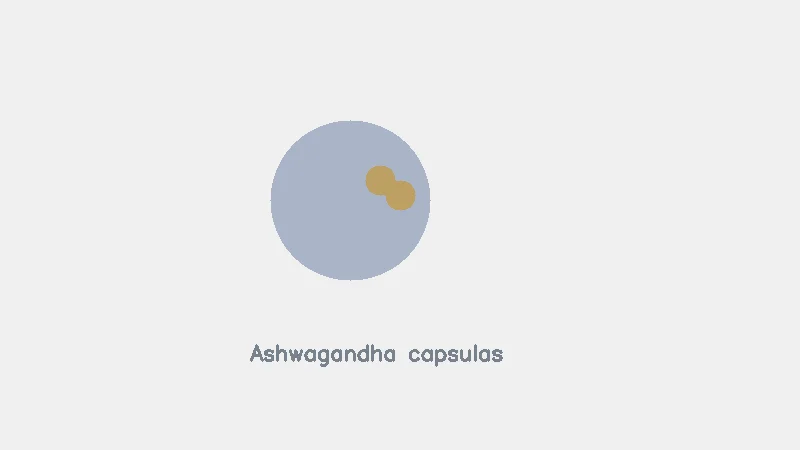 Mujer sosteniendo cápsulas de ashwagandha en la palma de la mano con luz natural