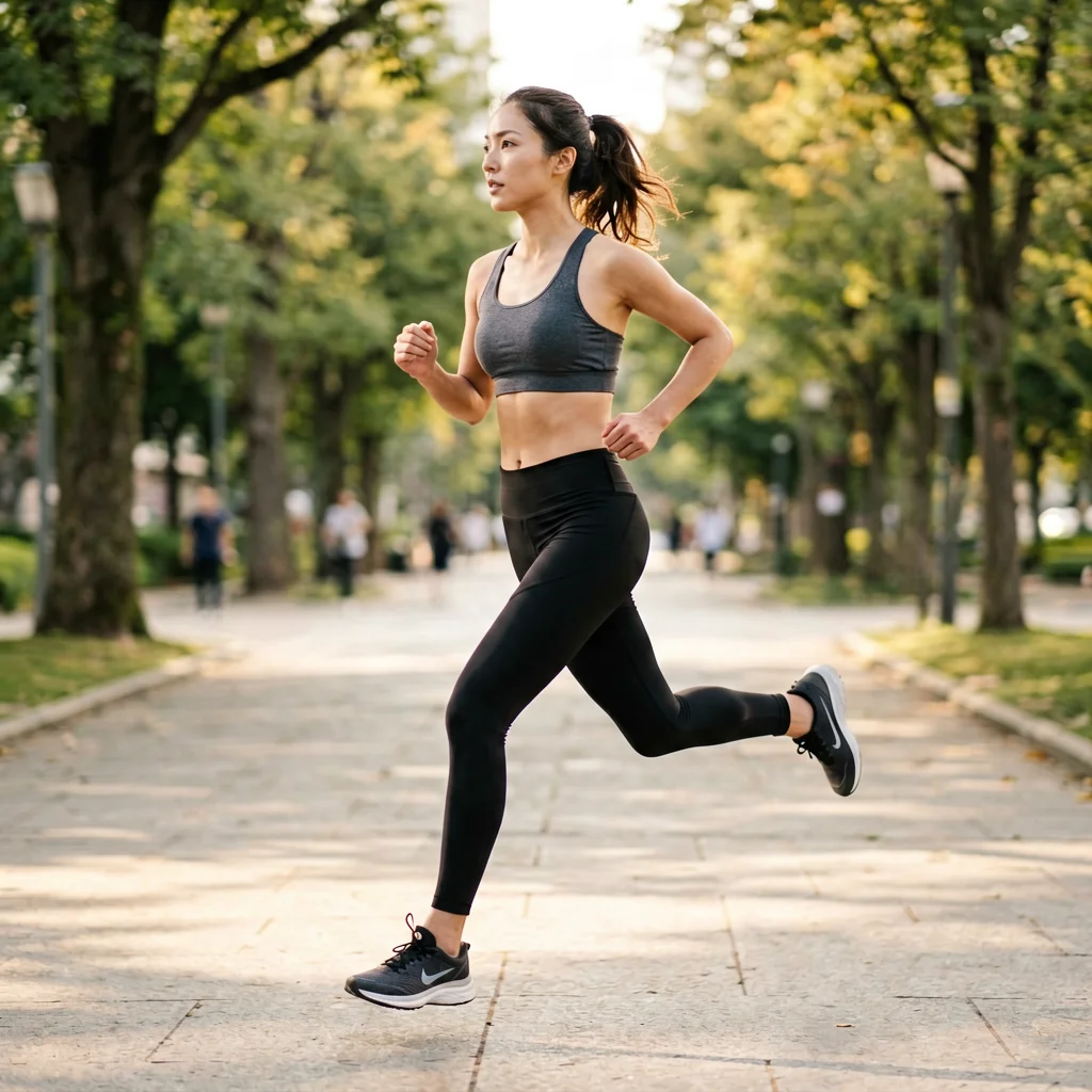 Mujer corriendo al aire libre para perder grasa en las piernas