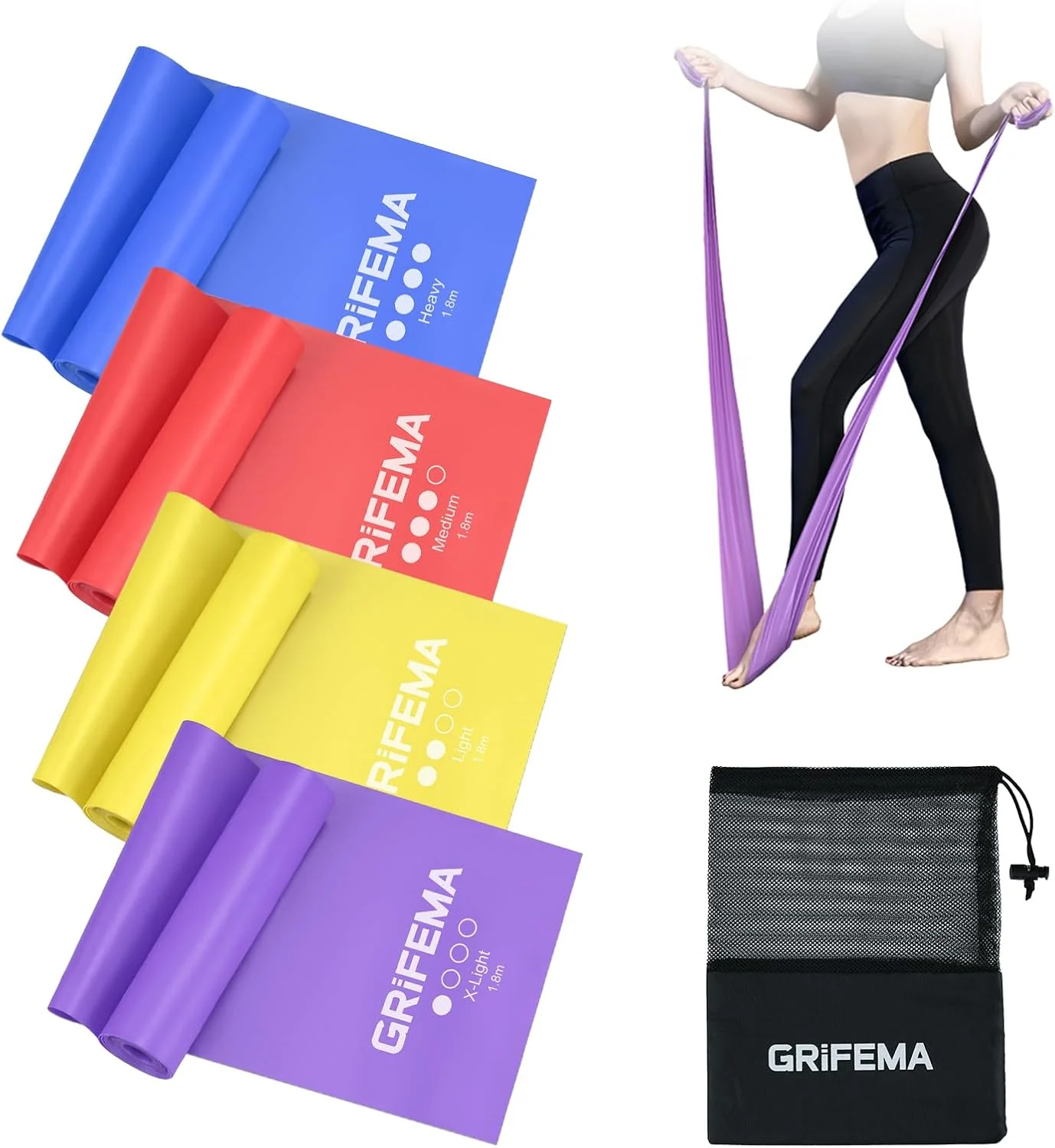 GRIFEMA Bandas Elásticas Fitness Set de 4