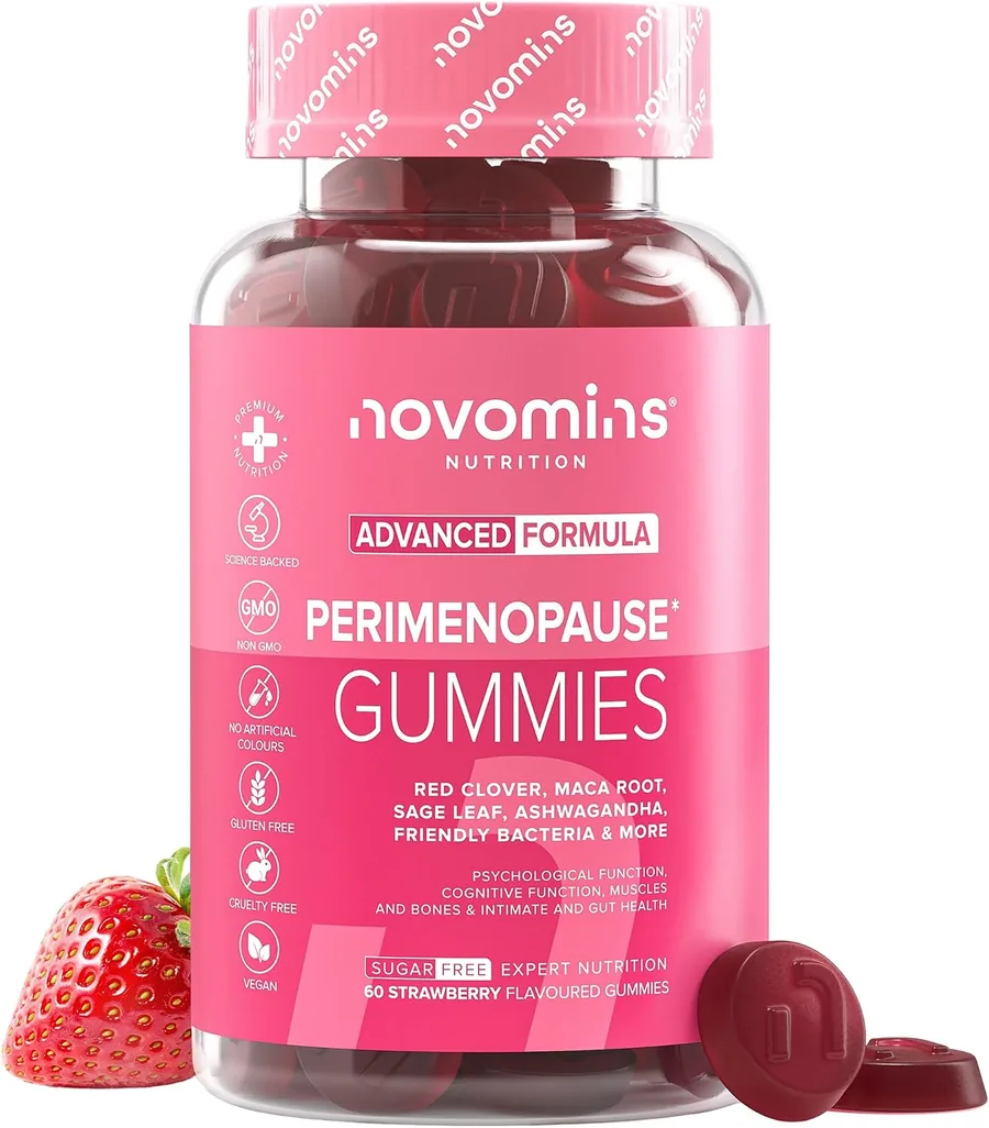 Perimenopausia Suplemento · 60 Gominolas · con Maca, Trébol Rojo · Novomins